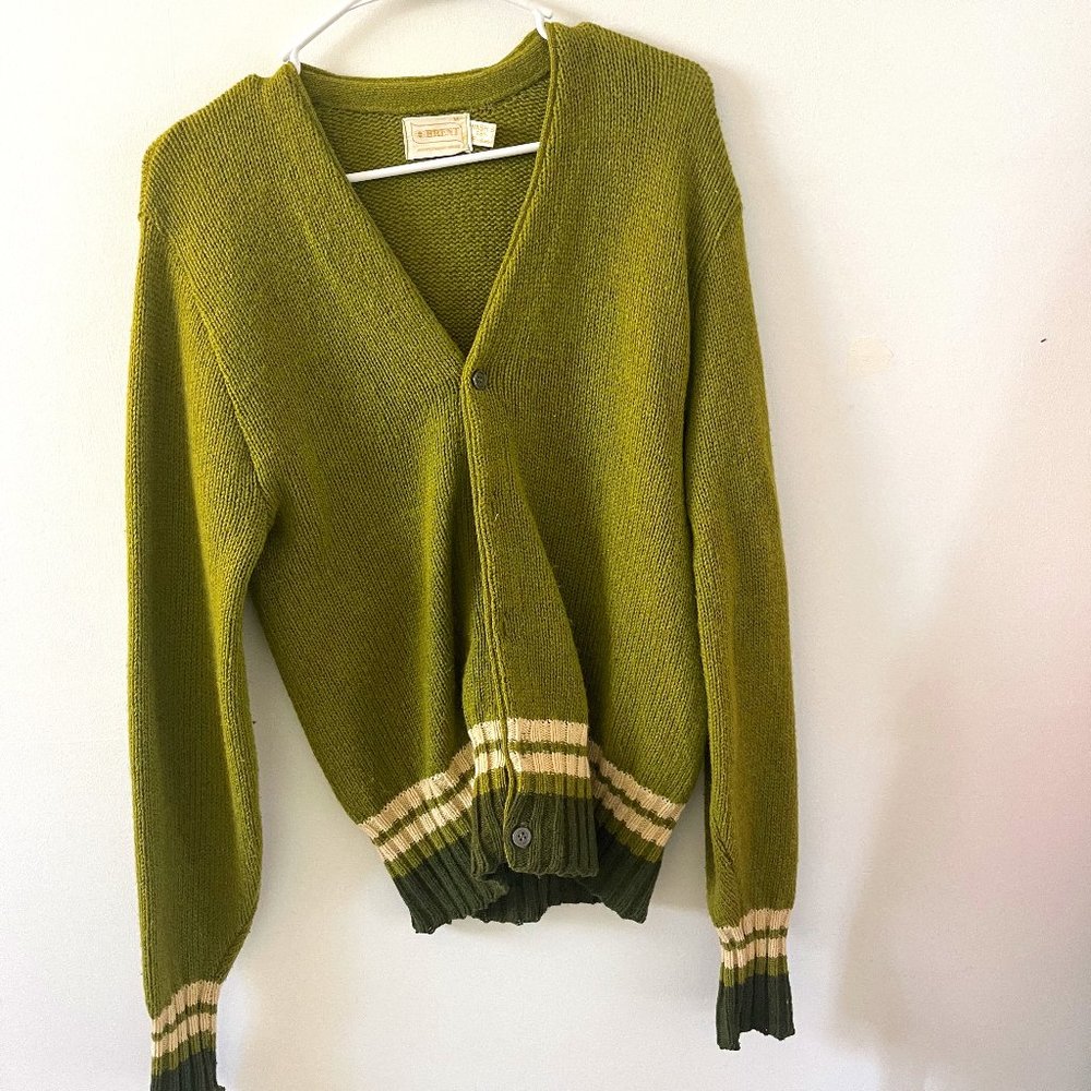 Brent Green Vintage Striped Cardigan M